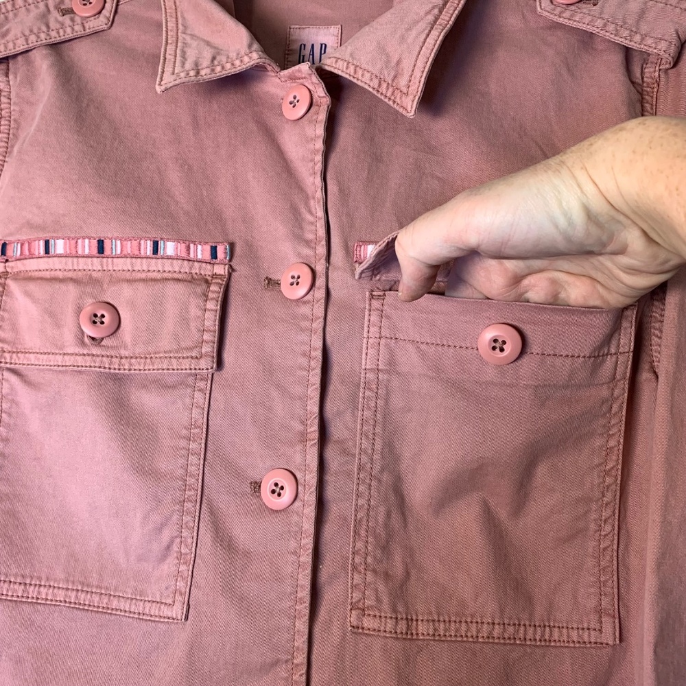 GAP Vintage Pale Pink Denim Jacket – Y2K Utility Style - Picture 12 of 16